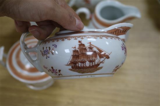 Five Chinese armorial crested vessels